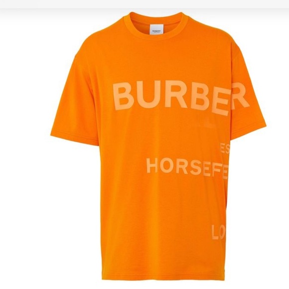 Burberry Orange Men's T-Shirt Burberry Oversized Graphic Logo T-Shirt – Size XL - Picture 2 of 6